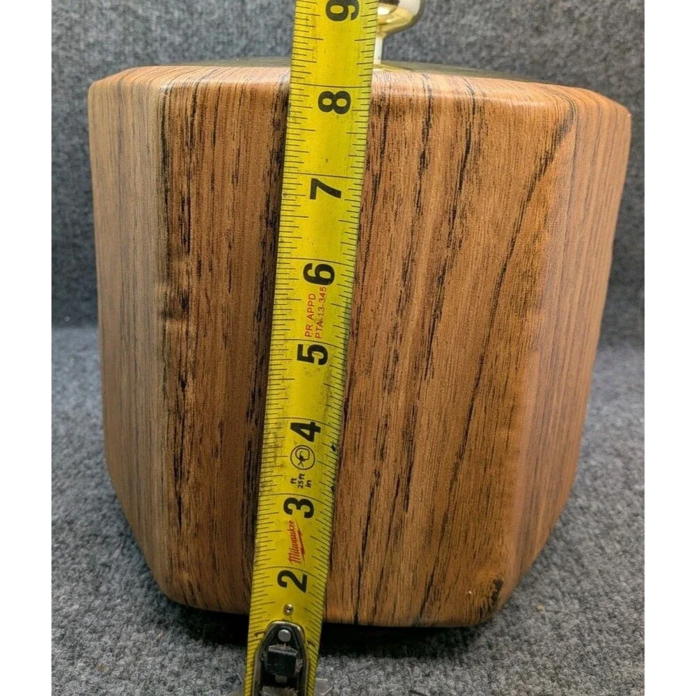 Kraftware Vintage Ice Bucket Faux Woodgrain Gold Tone Lid Mid Century Barware